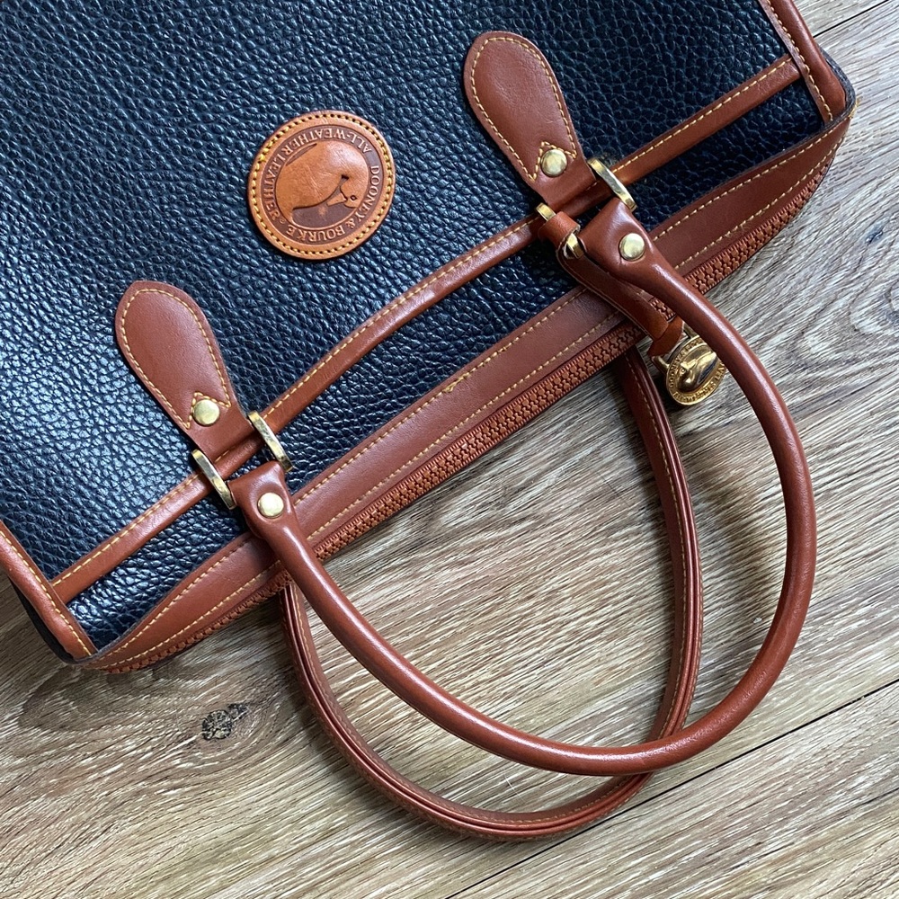 Dooney & Bourke Black and Brown Pebbled Leather Satchel - Picture 3 of 15